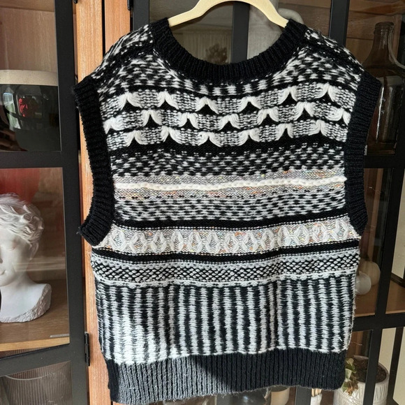 Anthropologie Knit Prussia Sweater Vest textured wool scoop neck stripes rainbow - Picture 7 of 8